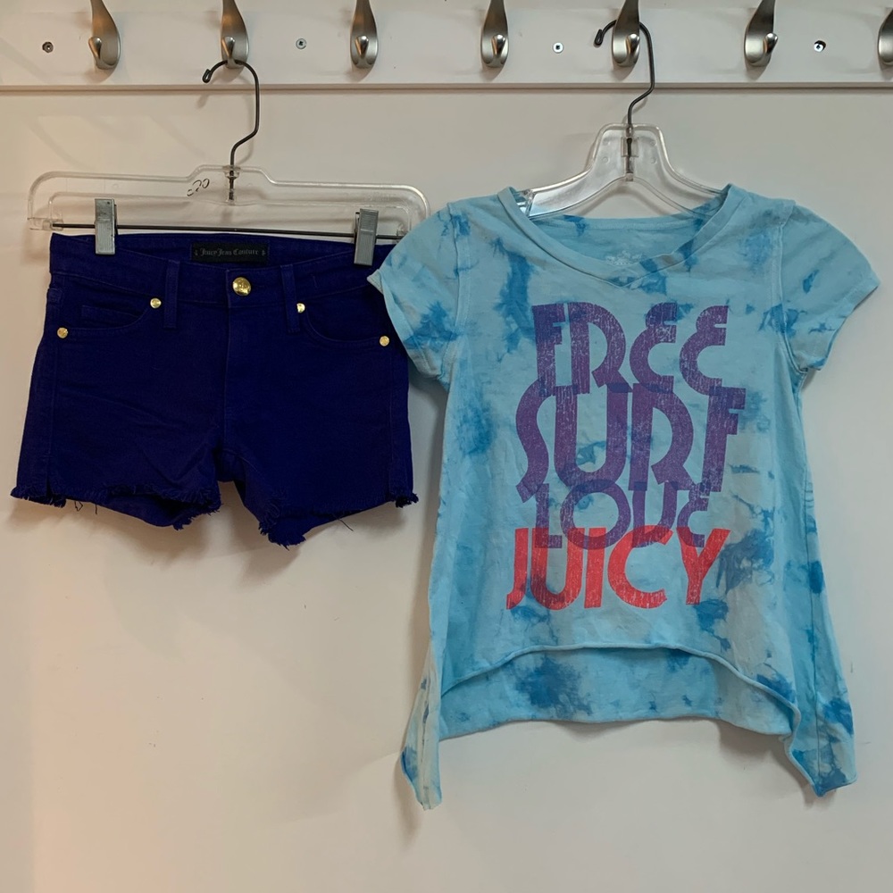 Juicy Couture Coloured Denim Short and Flowy t-shirt